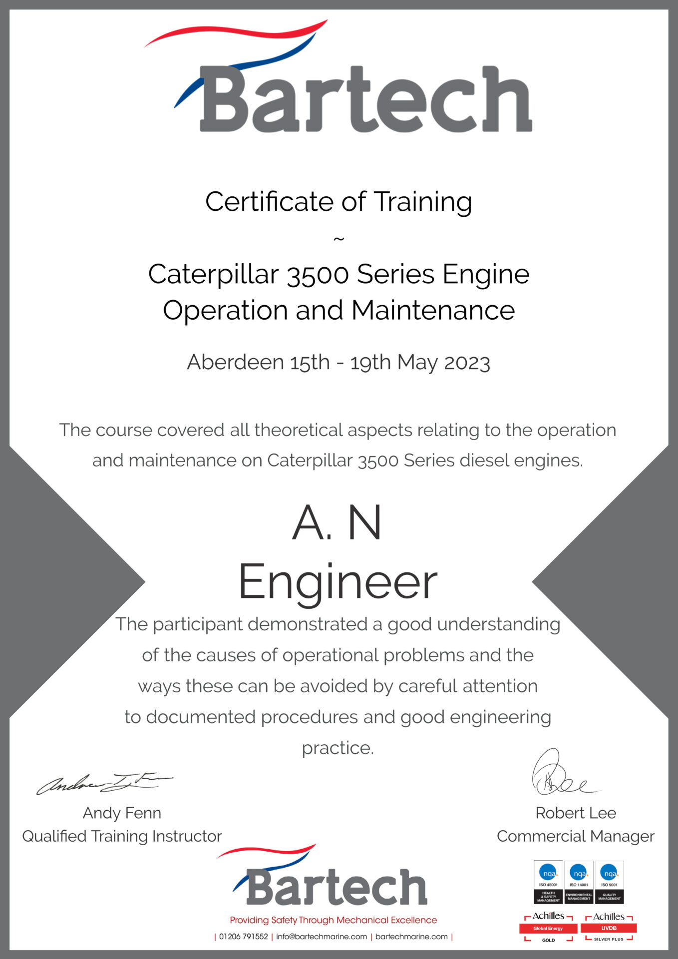 Caterpillar 3500 Series Engine Training Cert Example-1
