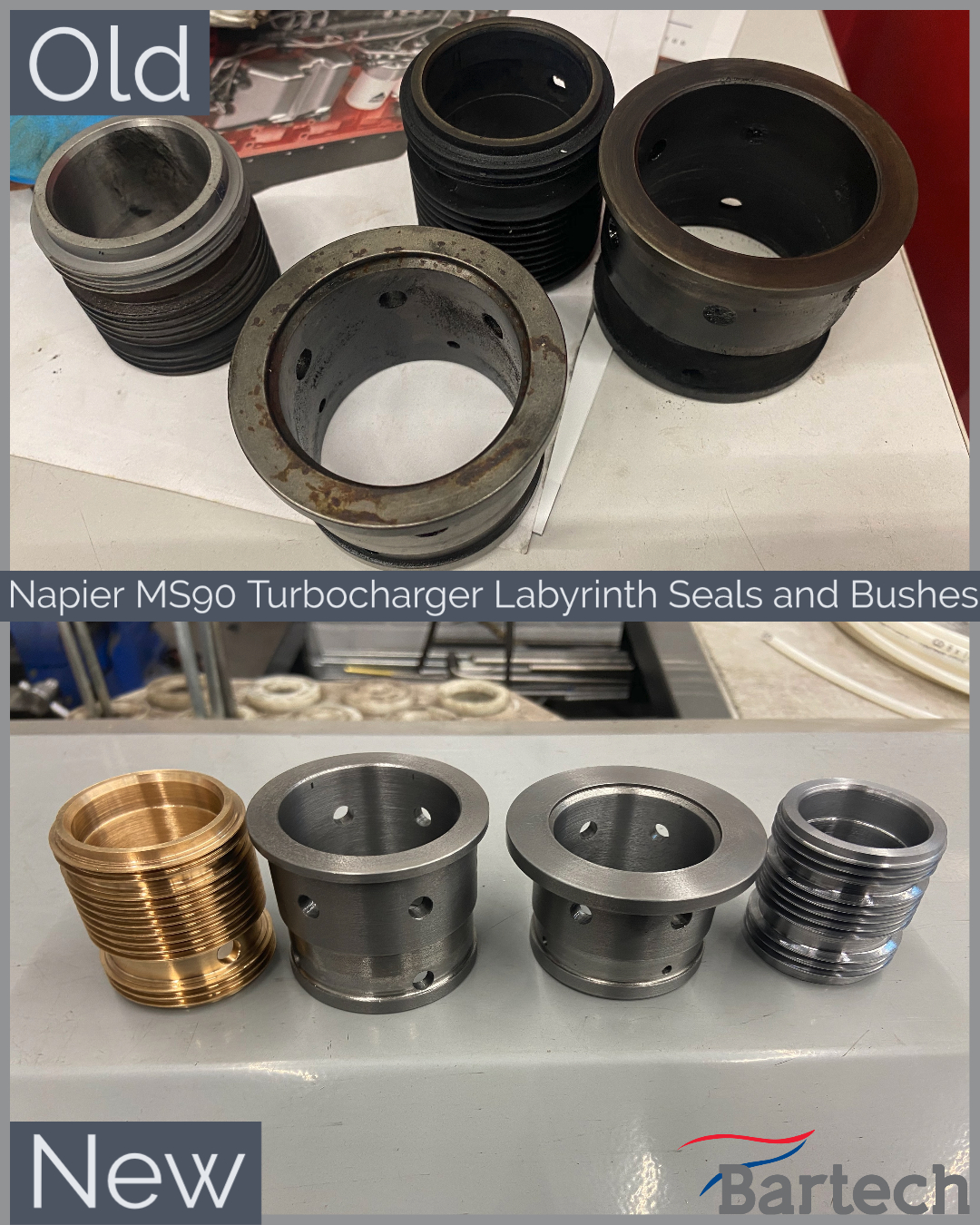 Napier MS90 Turbocharger Labyrinth Seals and Bushes made in house at Bartech