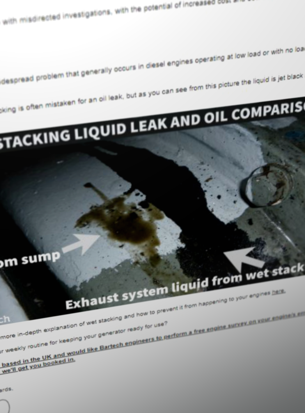 Oil leak or wet stacking